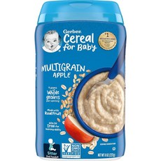 Gerber 베이비 시리얼 2nd Foods 멀티그레인 사과 이유식 226.8g8온스 6팩 428766, 227g, 6개