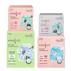 아이글레 유기농목화순면 생리대, 중형, 12매입, 4개