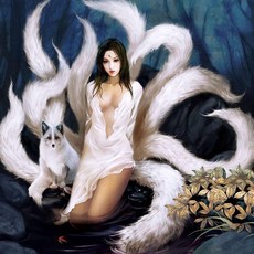 DINGPU 다이아몬드 그림 9 꼬리 여우 다이아몬드 자수 크로스 스티치, 1set, 50x50CM