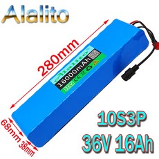 Alalito 36V 16Ah 600 와트 10S3P LG MH1 리튬 이온 배터리 팩 20A BMS xiaomi mijia m365 pro ebike 자전거 스쿠터|배터리 팩, 1개, 단일, 단일