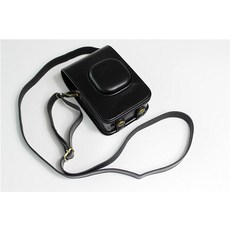 Fuji instax mini liplay 폴라로이드 사진 파우치 커버 (어깨 끈 포함) 용 pu leahter 케이스 카메라 가방, 리플레이 블랙,