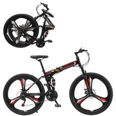 MTB자전거 접이식자전거 산악자전거 입문용 출퇴근 24 26인치, 삼각휠, 블랙레드