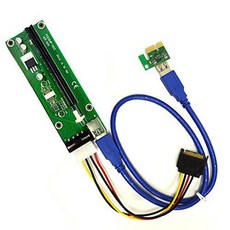 PCIe 4-Pin 몰렉스 PCI-E 16x to 1x 전원 Riser 어댑터 카드 w/ 60cm USB 3., 상세내용참조