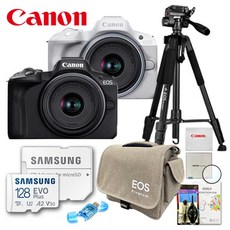 캐논 정품 EOS R50 18-45mm STM 렌즈 KIT/프리미엄 삼각대 패키지 8종세트/128G+EOS전용가방+MCUV필터+삼각대+카드리더기+청소도구+극세사융+액정보호필름/T, 화이트