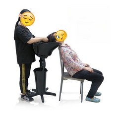 이동식 샴푸대 노인 간호 요양 환자 간병 머리감기, 블랙(베개포함), 1개