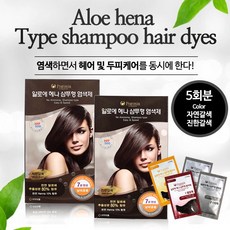 알로에 헤나 새치 염색제 샴푸형 7분 5회분, 자연갈색