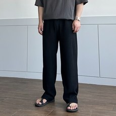 우모르 남녀공용 플리츠바지 여름 와이드 주름 팬츠