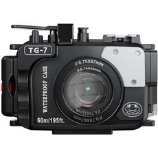 바다 개구리 방수 카메라 하우징 올림푸스 TG7 IPX8 60m196ft 최대 잠수 깊이 수중 케이스 다이빙 서핑 조정 스키블랙