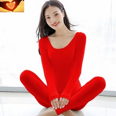 MULINSEN 목 림 슨 은 같은 가을 겨울 에 결혼 을 하 게 되 었 습 니 다. 빨간색 내복 한 벌 얇 안에 여자 옷 입 는 바지 모 달 9199 라운드 네 크 라인 프 리 사이즈