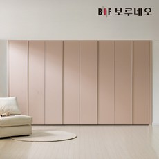 보루네오 E0 레스 무몰딩 여닫이 붙박이장 240~390cm, 02_무몰딩_일체형 슬림바, 271~285cm, 로투스핑크