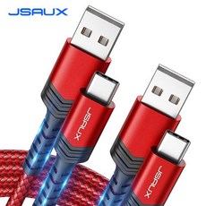 JSAUX 1+1 USBA to C 타입 고속 충전케이블 USB 2.0, 2개, 레드, 2m 2개입, 레드, 2m