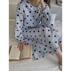 하트 지짐이 원피스 홈웨어 파자마 잠옷 홈캉스 우정잠옷 하트패턴