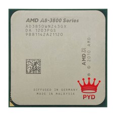 AMD A8-Series A8-3850 쿼드코어 CPU 2.9G 데스크탑 세트 디스플레이 Apu AD3850WNZ43GX A8 3850 소켓 FM1 905 핀