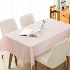 4인 사각 체크 방수 테이블보 컬러 식탁보 집들이, 2인 130 x 90cm 화이트, 1개