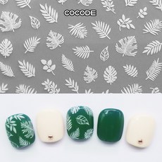 야자수 잎사귀 네일스티커 셀프 젤네일, 블랙 야자수 네일 스티커1매