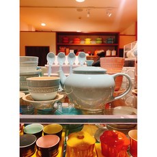 르쿠르제 티 세트 (티포트 찻잔 2 소서 2) 5 컬러, 스카이블루