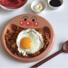 호빵맨 어린이 볶음밥 플레이트 접시, 호빵맨얼굴접시, 1개