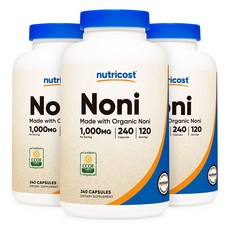 뉴트리코스트 오가닉 노니 1000mg 240캡슐, 240정, 3개