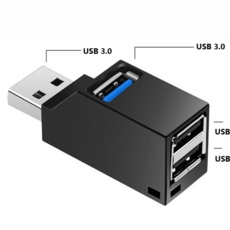 백스 미니 USB3.0 & USB2.0허브 3포트 무전원 분배기, 블랙