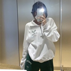 스퀘어 겨울 가을 화이트 집업 테니스 플라워 프린트 캐쥬얼 운동 와이드팬츠 슬랙스 여성