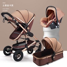 접이식 휴대용 가성비 신생아 바구니 카시트 유모차, 카키