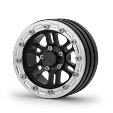 YEAHRUN Metal 6 Spokes 1.9 Beadlock Wheel Hub Rim for 110 RC Crawler Axial SCX10 TRX4 Upgrade Access, 블랙 실버 1PCS