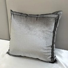  바디필로우 원형 롱쿠션 딥슬립 안고자는베개 럭셔리 베개 커버 벨벳 자수 클래식 디자인 쿠션 3050 50x50 침실 장식 거실, 22.60x60cm  grey 