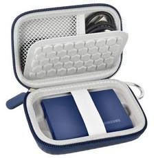 삼성 T9 휴대용 SSD 4TB 2TB 1TB와 호환되는 휴대용 케이스 USB 외장 솔리드 스테이트 하드 드라이브 스토리지 홀더 백 커버 USB 케이블에 적합 - 풀 블랙박스만 해, 없음, 2) 블루