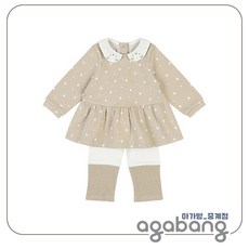 아가방 중계점 라니 도트 롱 상하 (BEIGE) 23년 FW겨울신상 도트 패턴 카라 배색 디자인 사랑스러운 여아 데일리 상하복 세트