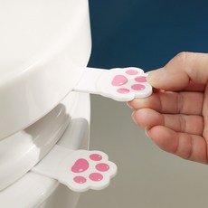 1+1 귀여운 냥발바닥 붙이는 화장실 변기 뚜껑 손잡이 2컬러 어린이집 유치원, 화이트1개+베이지1개