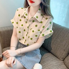 땡땡이블라우스 30대 복고 셔츠 여름 오피스룩 여자 도트 여성 데일리룩