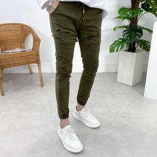 모룸 남자 면밴딩 스판 워싱 사선 앞포켓 카고 조거팬츠 3컬러