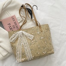 ANYOU 여성가방 플라워 썸머비치 드래곤백 레이스 여성숄더백 바캉스 여름가방 라탄백