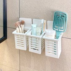 공감스타일 무타공 부착식 다용도 욕실 정리 거치대 칫솔 꽂이