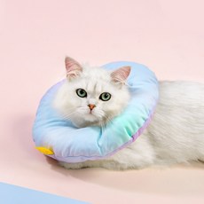 미우프 강아지 고양이 넥카라 상처보호 중성화 쿠션 깔대기, 파우더 옐로우, 도넛, 1개
