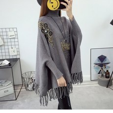 HOT 케이프숄 숄망토 숄니트 2020 가을 겨울 루즈핏 가오리핏 니트 케이프 숄 코트 하이넥