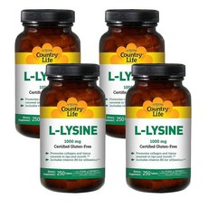 Country Life 컨트리라이프 L 라이신 1000mg, 250정, 4개