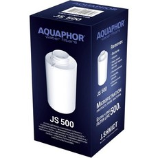 AQUAPHOR 아쿠아포어 J. 슈미트 500 교체 필터. 오래 지속되는 필터 성능. 바이러스 박테리아 염소 및 중금속 미세 플라스틱 PFOA 의약품을 제거., Js500 Filter 해외직구, 1개