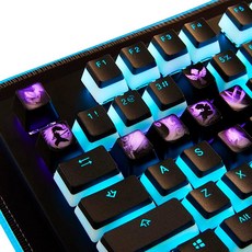 KeycapBro 리그 오브 레전드 커스텀 키캡 챔피언 갱플랭크 레이저로 새겨진 챔피언의 초상화와 패시브 및 스킬 모든 기계식 키보드에 적합, Champion, 올라프