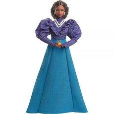 Barbie Inspiring Women Doll Madam C.J. Walker 퍼프 슬리브 블라우스 전체 길이 스커트 및 액세서리 인형 스탠드 정품 인증서가 있는 수집품, Barbie Inspiring Women Doll, M