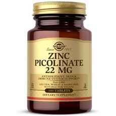 아연 22mg Zn Solga 징크 안티옥시던트 피콜리네이트 솔가, 1개, 100정