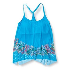 Current Bra Sized Mesh Layer Underwire Tankini Top — Current Floral Swim Top True Blue 38D