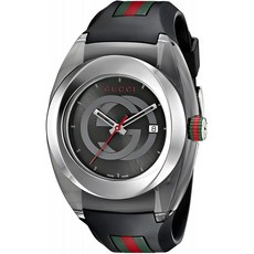 Gucci SYNC XXL 스테인리스 스틸 시계와 검은 색 고무 팔찌 (모델 : YA137101)