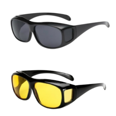 안경위에 쓰는 방풍 오버글라스 스포츠 선글라스 2개 세트 (주간용/블랙 야간용/옐로우)