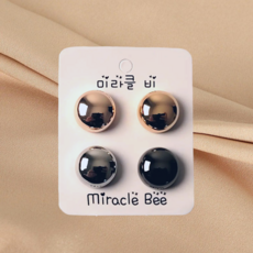미라클비 예쁜 자석 브로치 스카프 가디건 고정 옷깃 여밈, 4개, 샤이닝 원형 4개, 샤이닝 원형