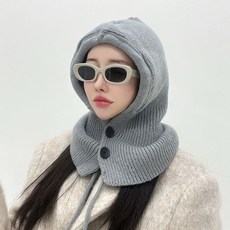 럽트 바라클라바 니트 넥 워머 루즈핏 후드 모자