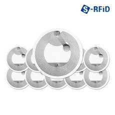 S-RFID NFC 태그 인레이 투명 스티커 칩 라벨 안테나 25mm 10개 세트, 흰색