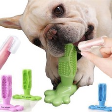 크라운펫 강아지 애견 셀프 칫솔 장난감, 셀프칫솔 그린 + 손가락 칫솔 6개