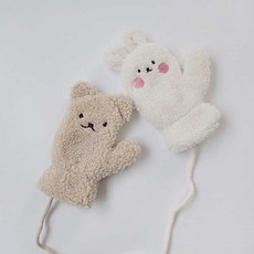 안녕 곰돌이 토끼 손모아 유아 장갑 벙어리 겨울 아기 장갑 3세 4세 5세 6세 2컬러