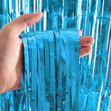 [에브리띵스마일] 파티커튼 42colors 홀로그램/새틴/파스텔/샤이니 수술 은박커튼, 샤이니 아쿠아블루, 5개